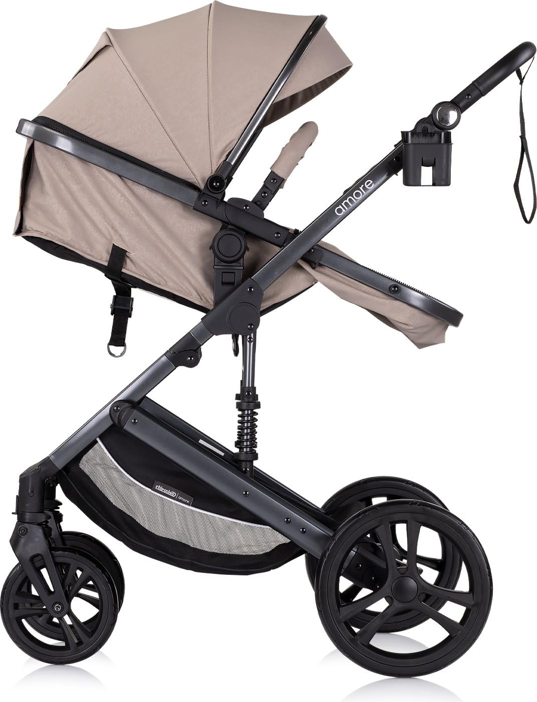 Chipolino Wózek 2 w 1 Amore Uchwyt na napoje Torba do przewijania Ochraniacz na nogi Kosz, kolor: brąz