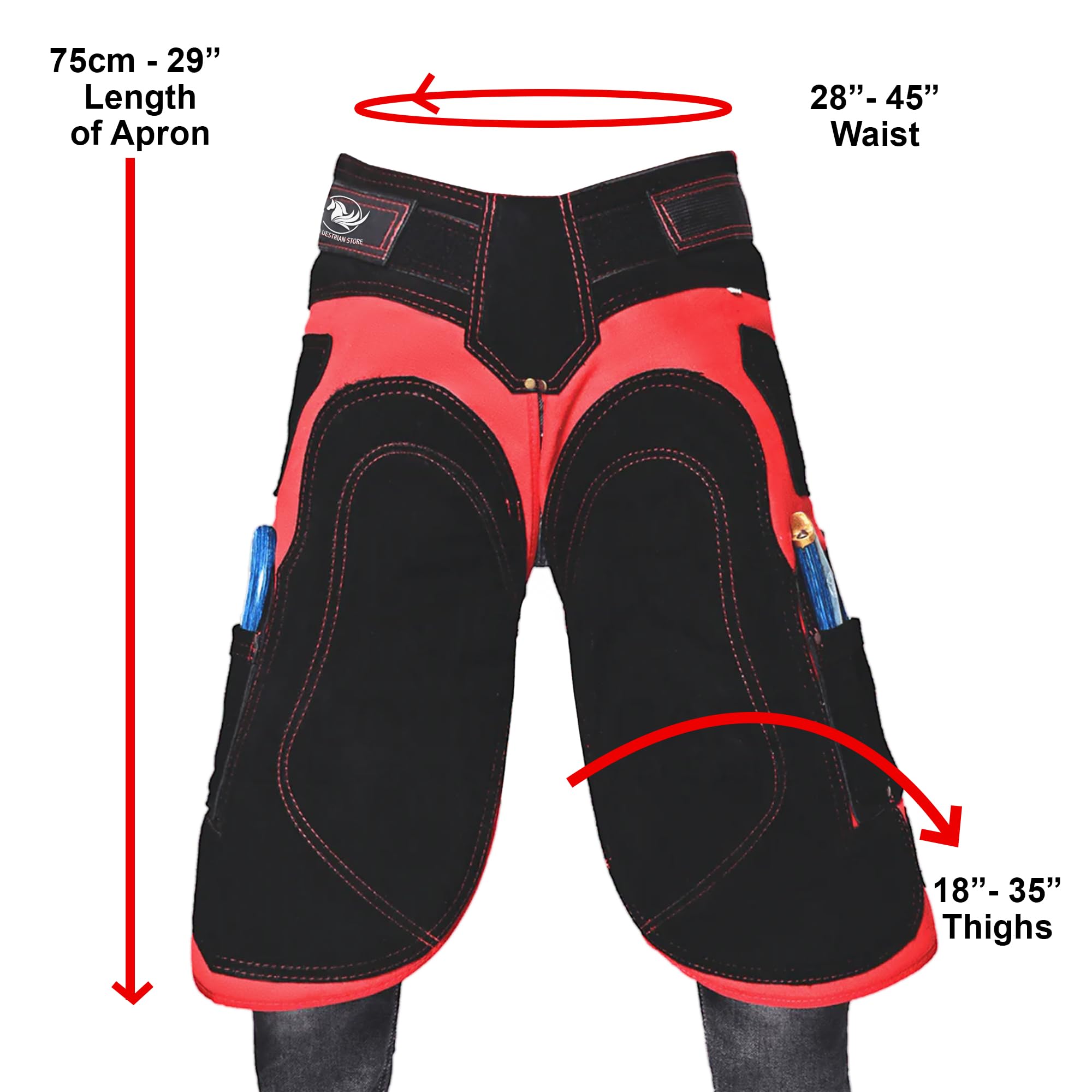 EQUESTRIAN STORE 75cm -29 inch Hufschmied-Schürze, Premium-Schmiedeleder-Canvas, Hufschmied-Schürzen, echtes Wildleder, Hufschmied-Werkzeugschürze, Trimmer-Chaps, Hufpflege