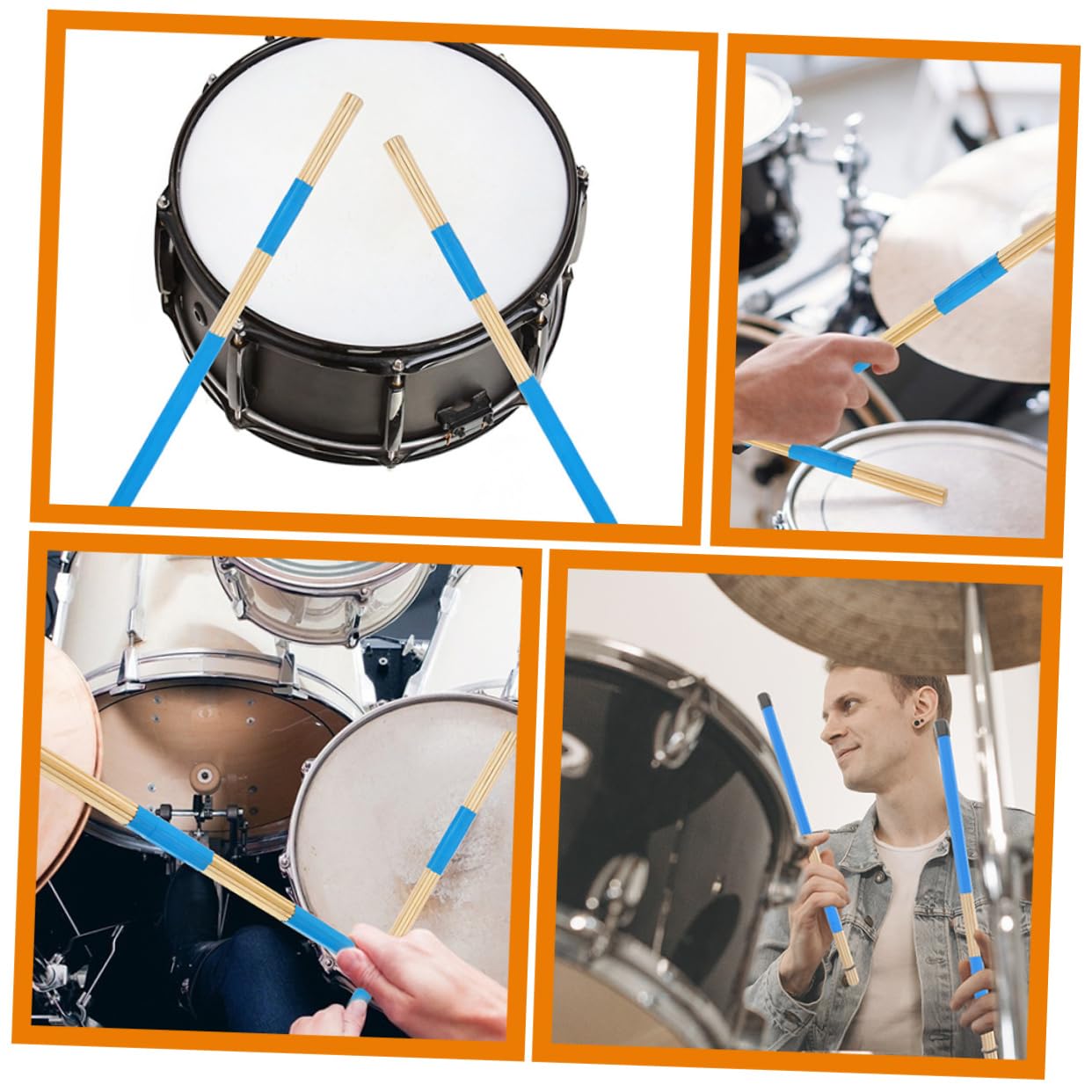 TOYANDONA 3 Pares Para Instrumentos De Percusión Mazos De Baqueta De Instrumento De Percusión De Baquetas Kit De Batería Instrumento Musical Bambú
