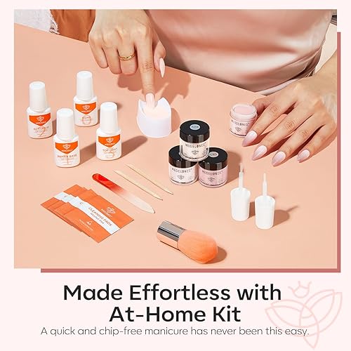 Miniatura 7 de Modelones - Kit de polvo de inmersión para uñas, 4 colores, nude, rosado, con purpurina, set de iniciación con líquido y accesorios completos para