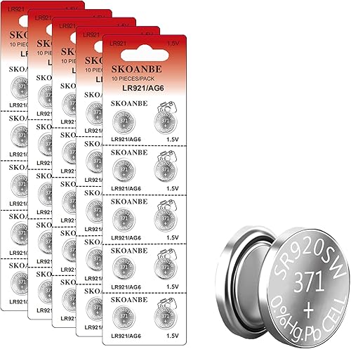 SKOANBE 50Packs 371 370 SR920SW AG6 LR921 1.5V botón de la célula de la moneda de la batería del reloj