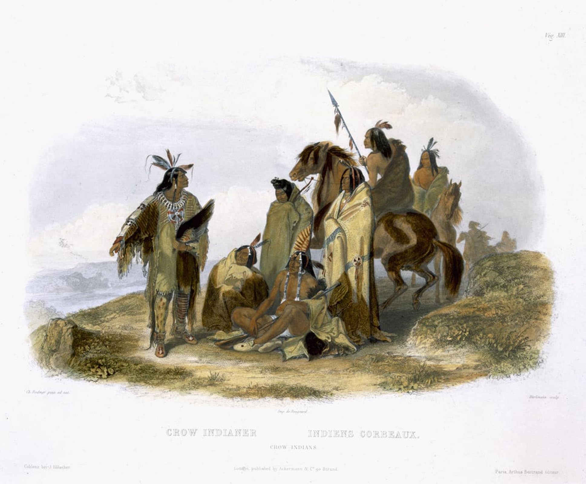 POSTERIIk Vintage Art Print Images Pictures Print Crow Indians by Karl Bodmer Modern Colour Posters for Office Home Decor 60x90cm