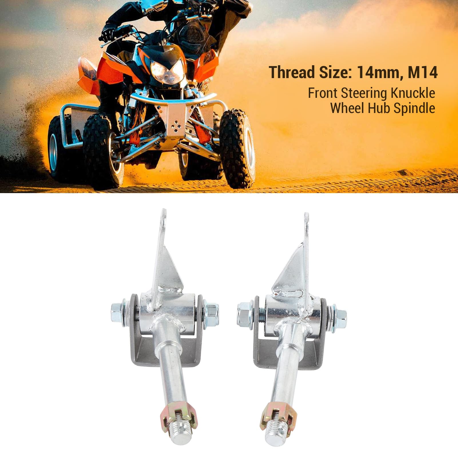 1 Paar M14 Vordere Lenkrad -Hub -Knöchel Spindeln Stahllegierung Verbesserte Leistung für Drifttrike 4 Wheelers Quad ATV Go Kart