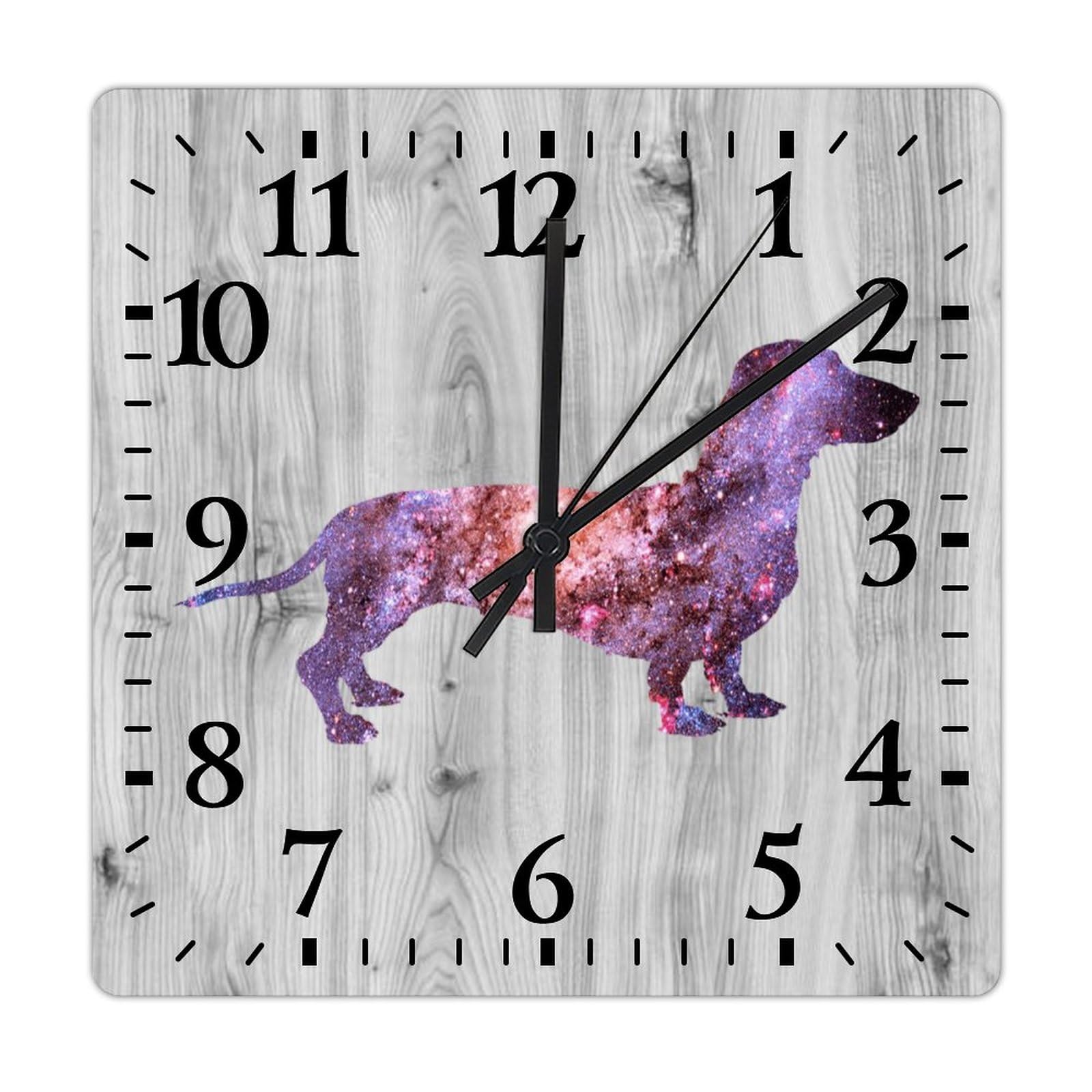 Horloge murale teckel sans tic-tac cadran bois rustique 38 cm
