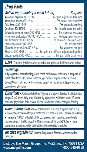 MagniLife Fibromyalgia Support, 125 Count, Homeopathic Pain Reliever for Arthritis, Muscle Aches, Weakness & Sensitivity, Targeted Pain & Stiffness Relief, Quick-Dissolving Fast-Acting Tablets