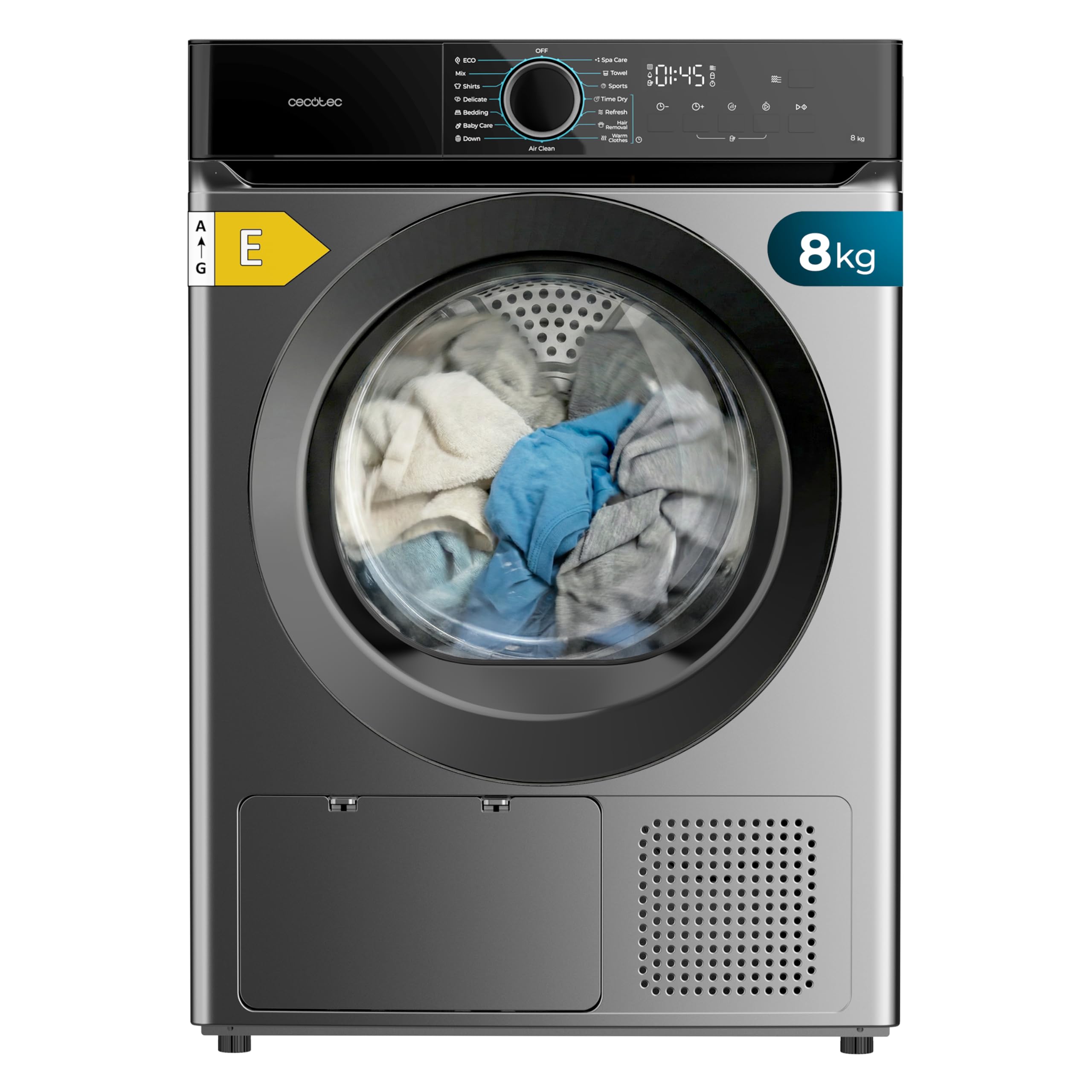 Cecotec Secadora Bomba de Calor 8Kg Bolero Dresscode Dry 8180 Steel. 650W