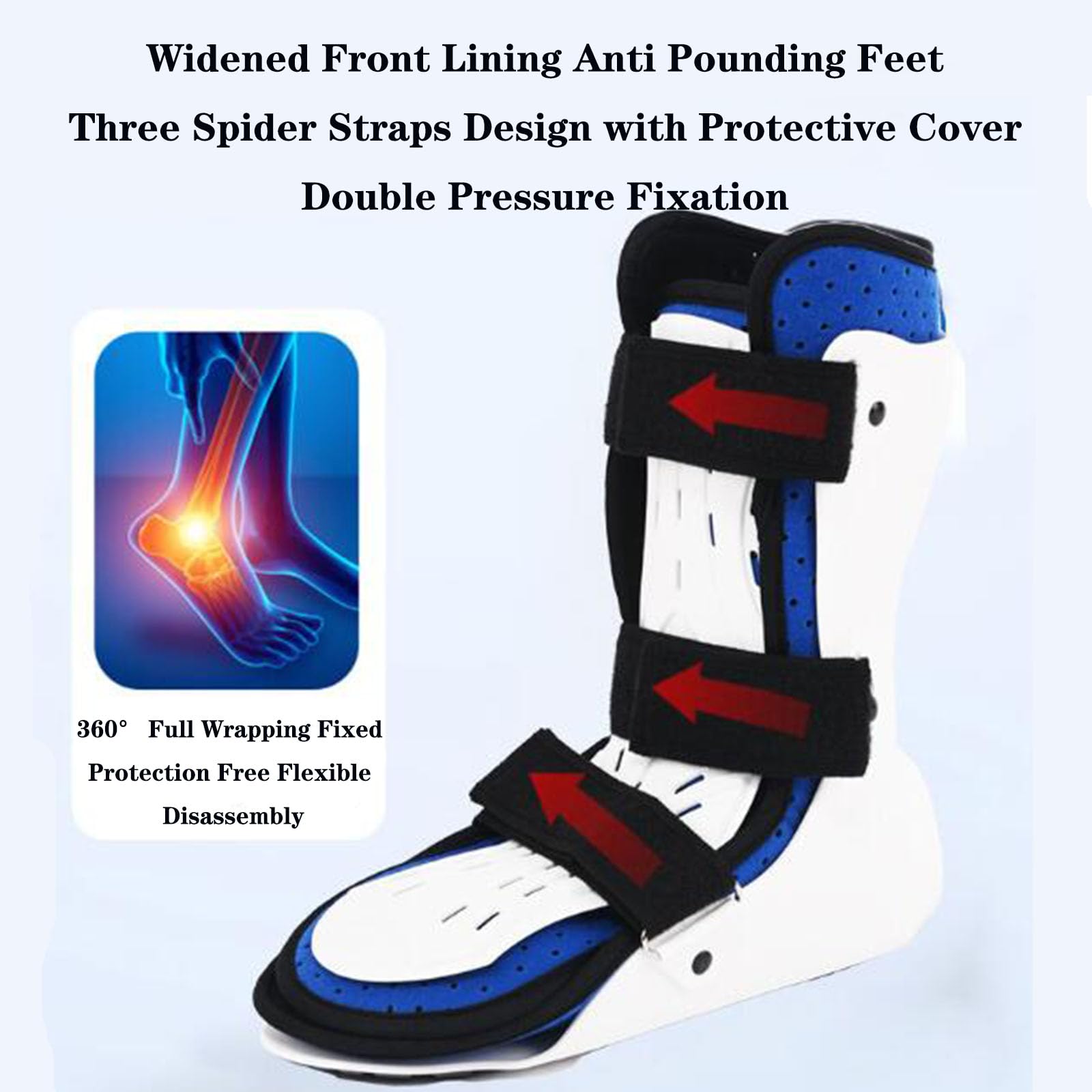 Férula Nocturna para Fascitis Plantar, Soporte De Tobillo, Ortesis, Férula con Placa De Protección Frontal para Lesiones De Tobillo Y Pie, Esguince, Fractura, Izquierda Y Derecha, Talla M