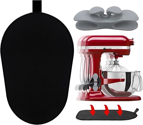Tapete deslizante para mezclador Kitchenaid con organizador de cable flexible para electrodomésticos KitchenAid de 6 a 8 cuartos de galón (6-8