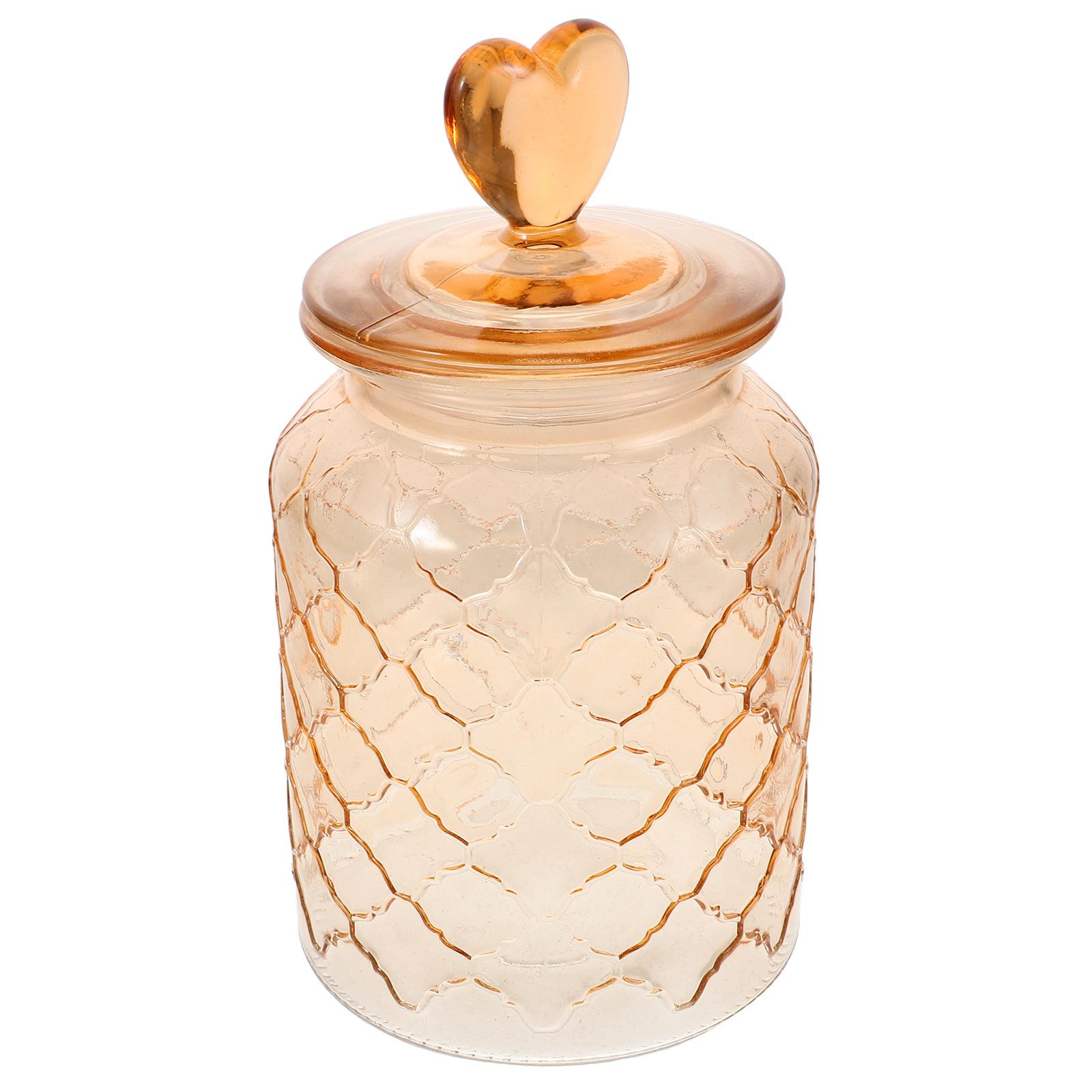 Tarro de vidrio hermético de 950ml con relieve en rejilla y tapa de asa