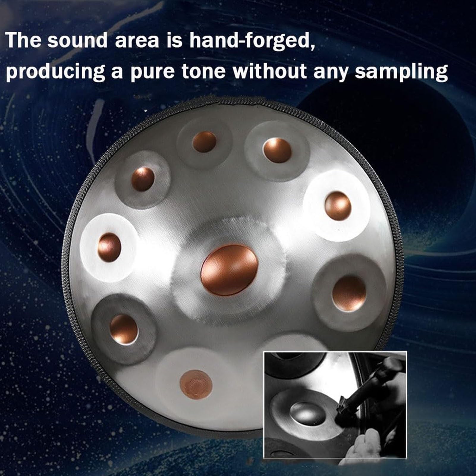 Tambor Handpan de Acero de 22 Pulgadas, Juego de 9, 10 y 12 Notas, 432 Hz. Percusión Artesanal para Adultos, Ideal para conciertos de Yoga y producción de Audio (B, 12 Notas, 432 H