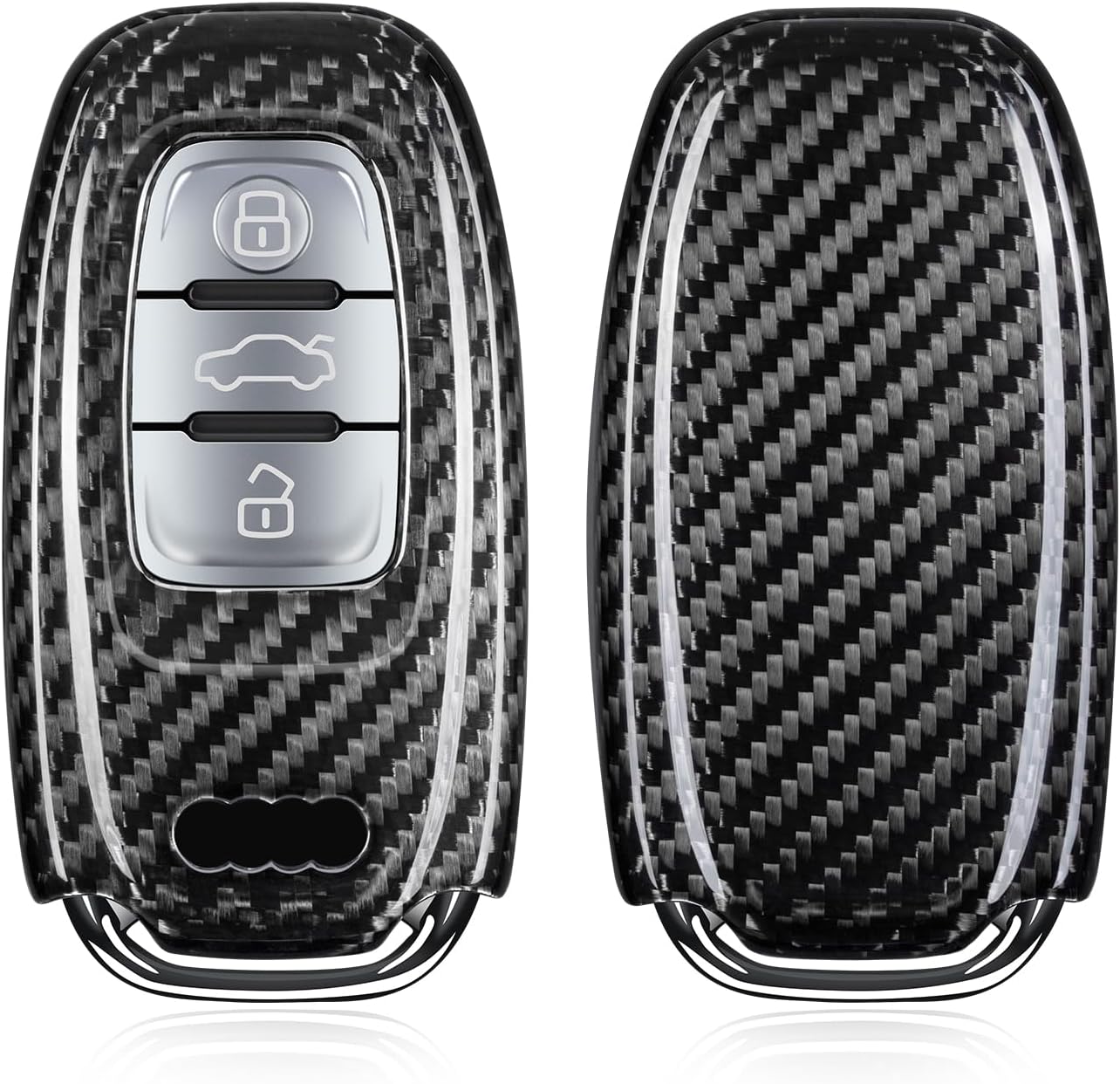 T-carbon Key Fob Cover with Keychain Fits Audi R8 2016,Glass Fiber Key Fob Case Shell Fits Audi A4 A4L A5 A6 A6L A7 A8 Q5 Q8 R8 RS4 RS5 RS6 RS7 S4 S5 S6 S7 S8 2013-2017 Smart Keyless Accessories