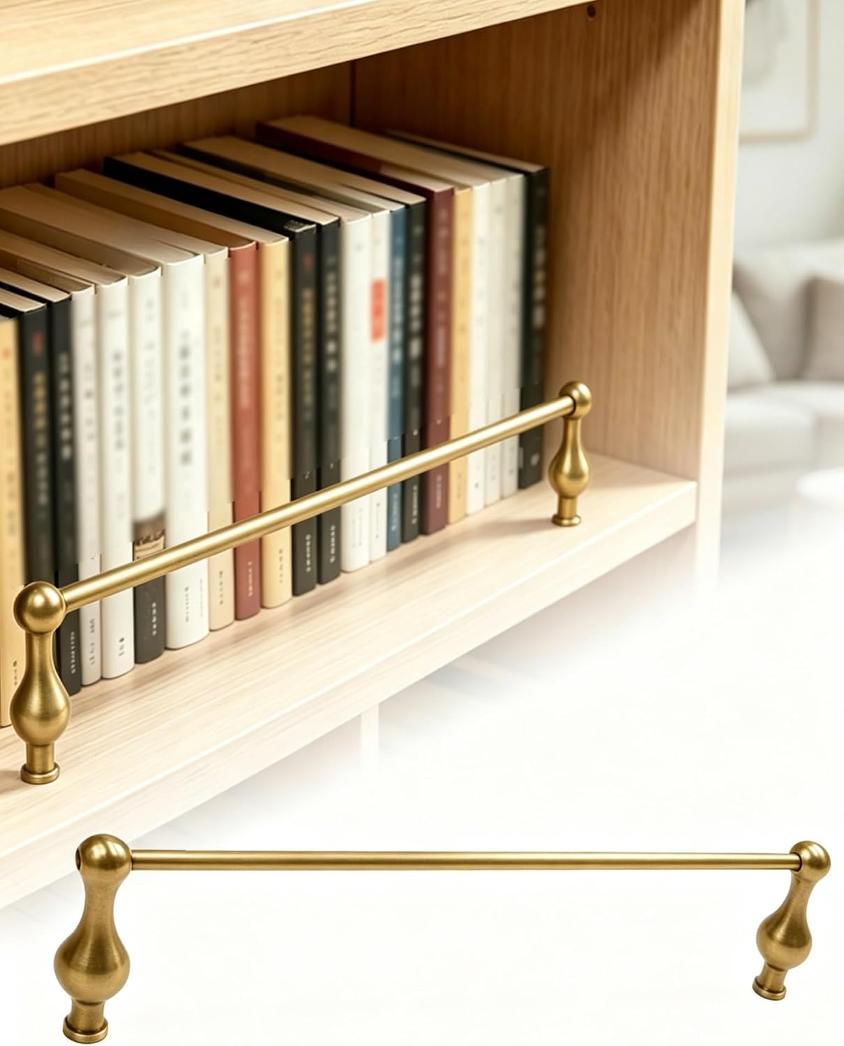 Black Aluminum Alloy Shelf Guard Rail Set - Decorative Tipping Fence for Open Shelves & Kitchen Cabinets, 20cm (7.9in) - Prevents Items from Falling, Ideal for Home Organization