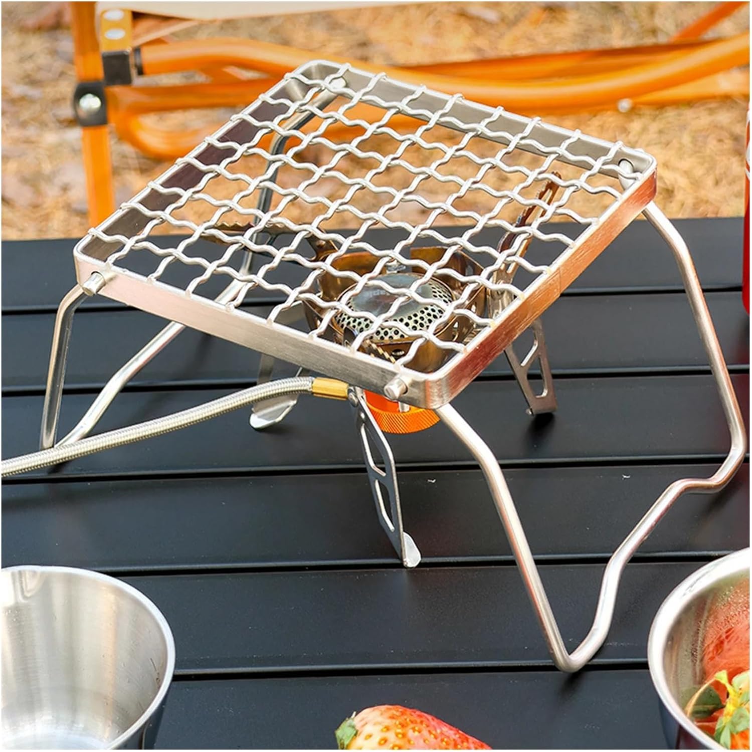 BBQ Outdoor Camping Grill Stand Baking Tray Bracket Stainless Steel Detachable BBQ Rack for Garden Outdoor Barbecue Picnic Accessories