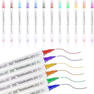 12pcs Magical Water Painting Pen Double Ended, Watercolor Marker Pens Erasable Whiteboard Markers Water Doodle Pens Floating Paint Pen for Kids Adults (12 Colors)