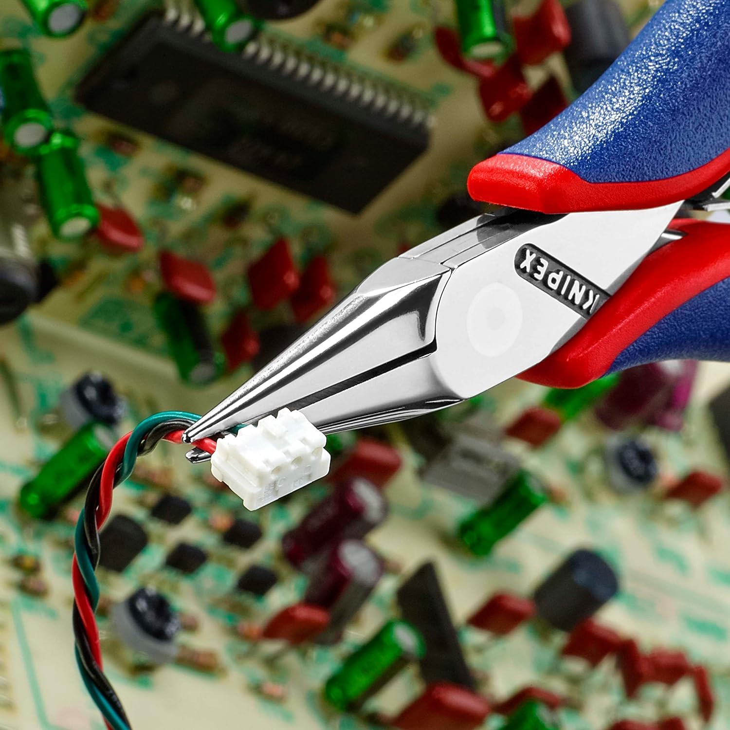 Knipex Pince de préhension pour l'électronique avec charnière entrepassée sur carte LS avec poignées multimatières 115 mm, 35 22 115 SB