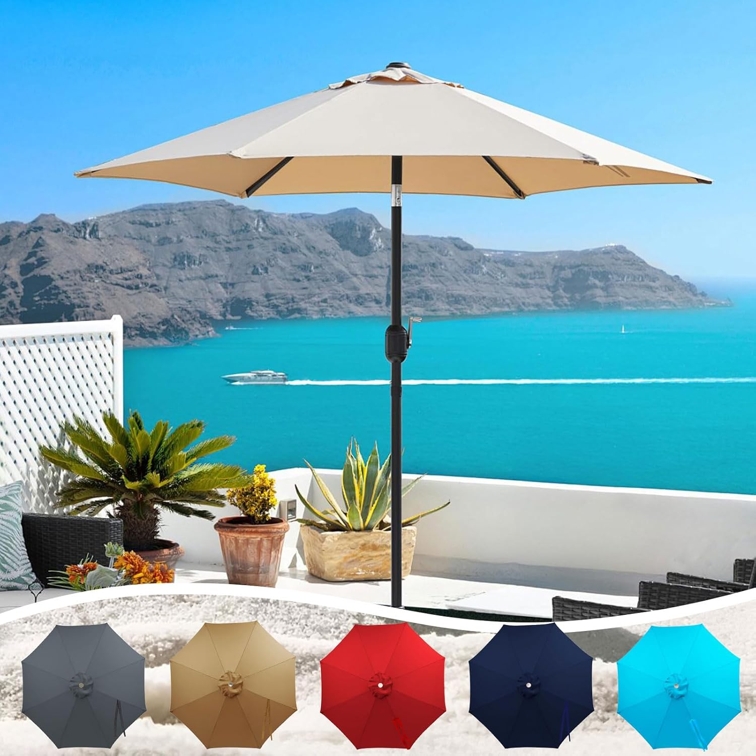 Patio Umbrella Replacement Canopy 10ft/11.5ft/13ft, Outdoor Umbrella Replacement Top Cover for 8 Ribs, UV Protective Parasol Fabric Cover for Market Table backyard