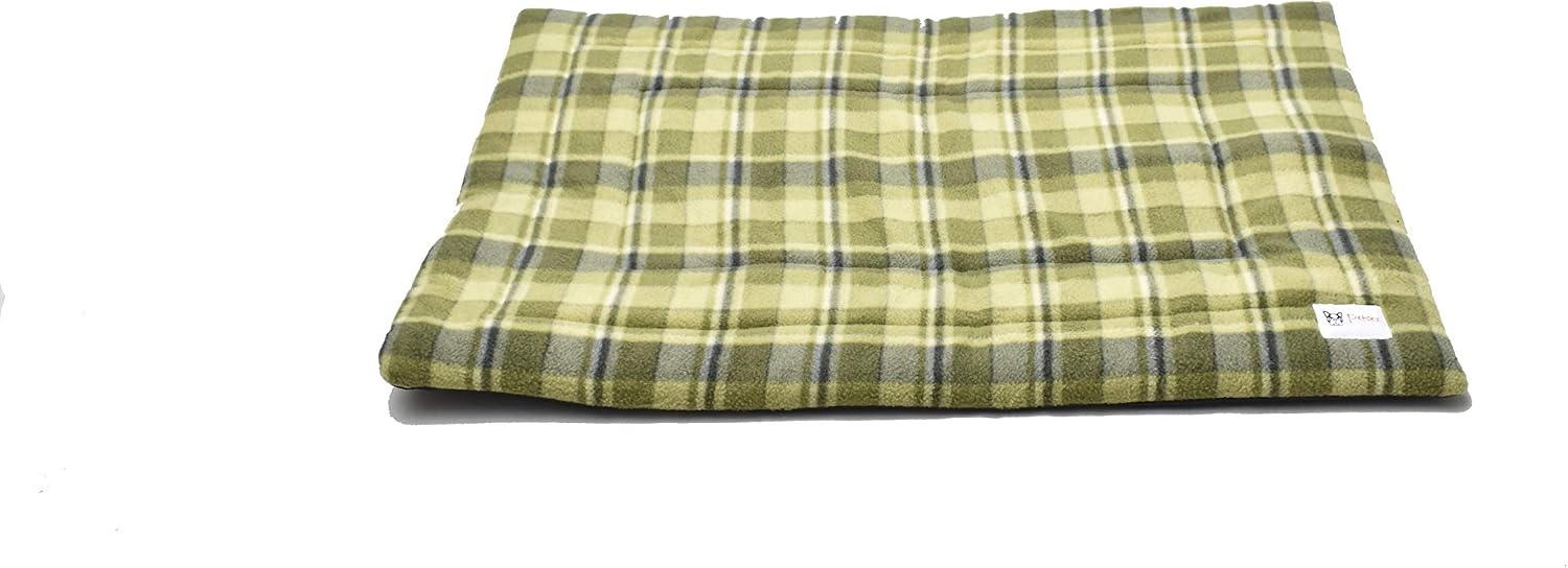 Pet Bed Mat (Medium, Light Green Plaid)