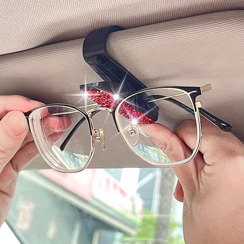 Miniatura 6 de Soportes para lentes de sol para visera solar de automóvil, 2 piezas de diamantes de imitación de cristal brillante para anteojos con clip para