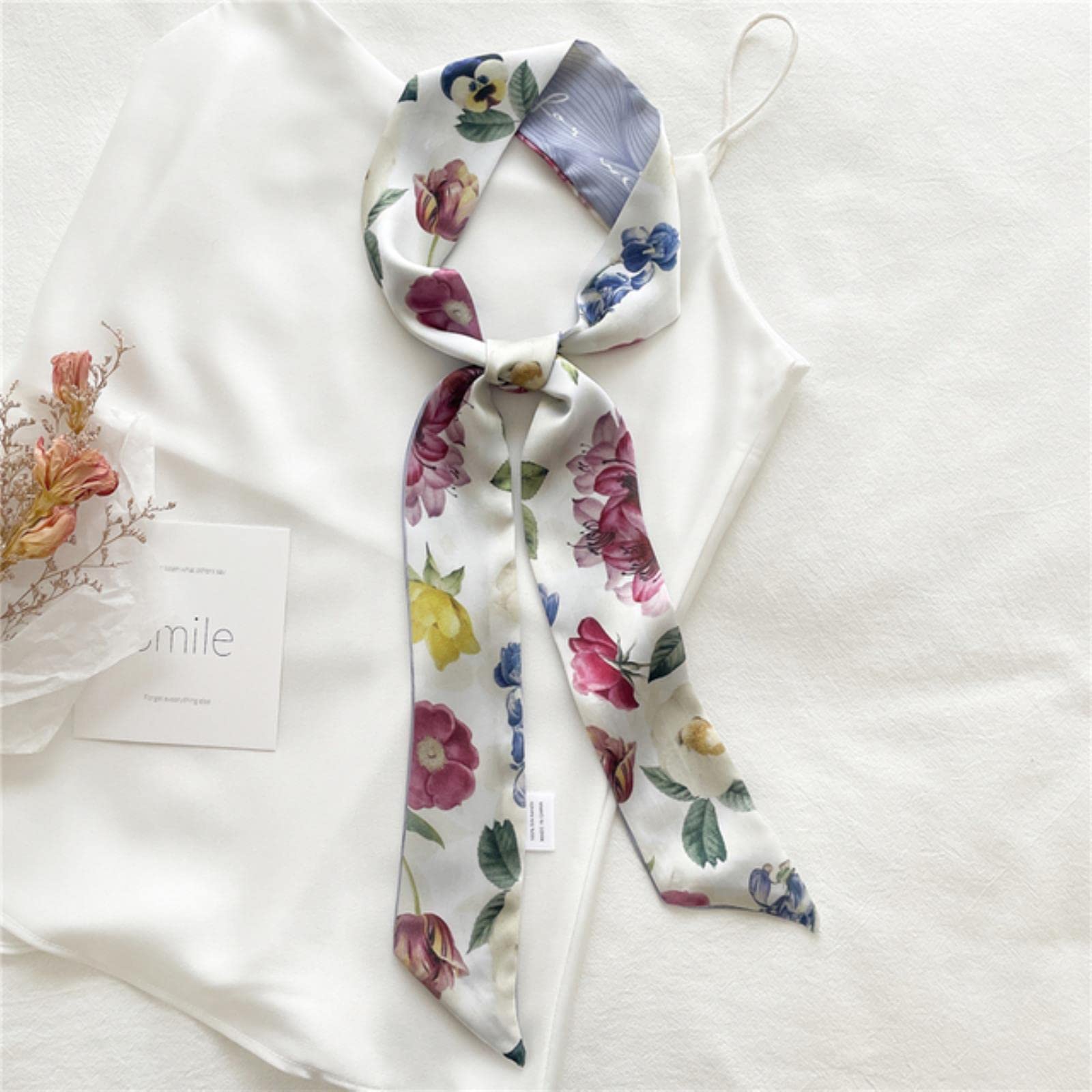 UIEHBCV Écharpe En Soie À Imprimé Floral Femmes Minces