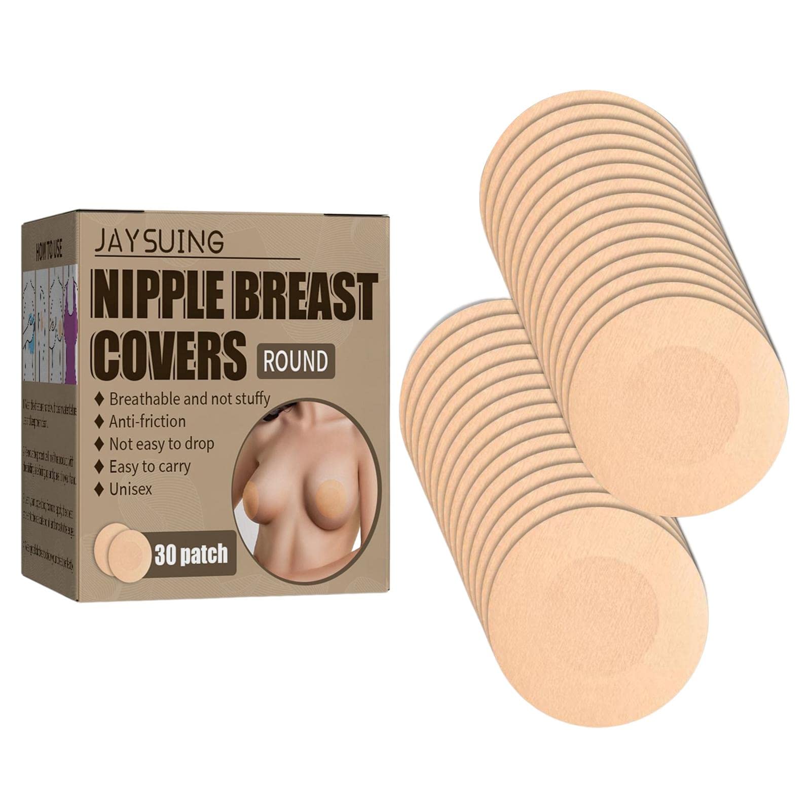 30x Breast Covers Adhesive Invisible for Bathing Suits Shirts Women Men Clothing Shoes & Accessories | Womens Clothing | Intimates & Sleep | Breast Forms Enhancers-image-11