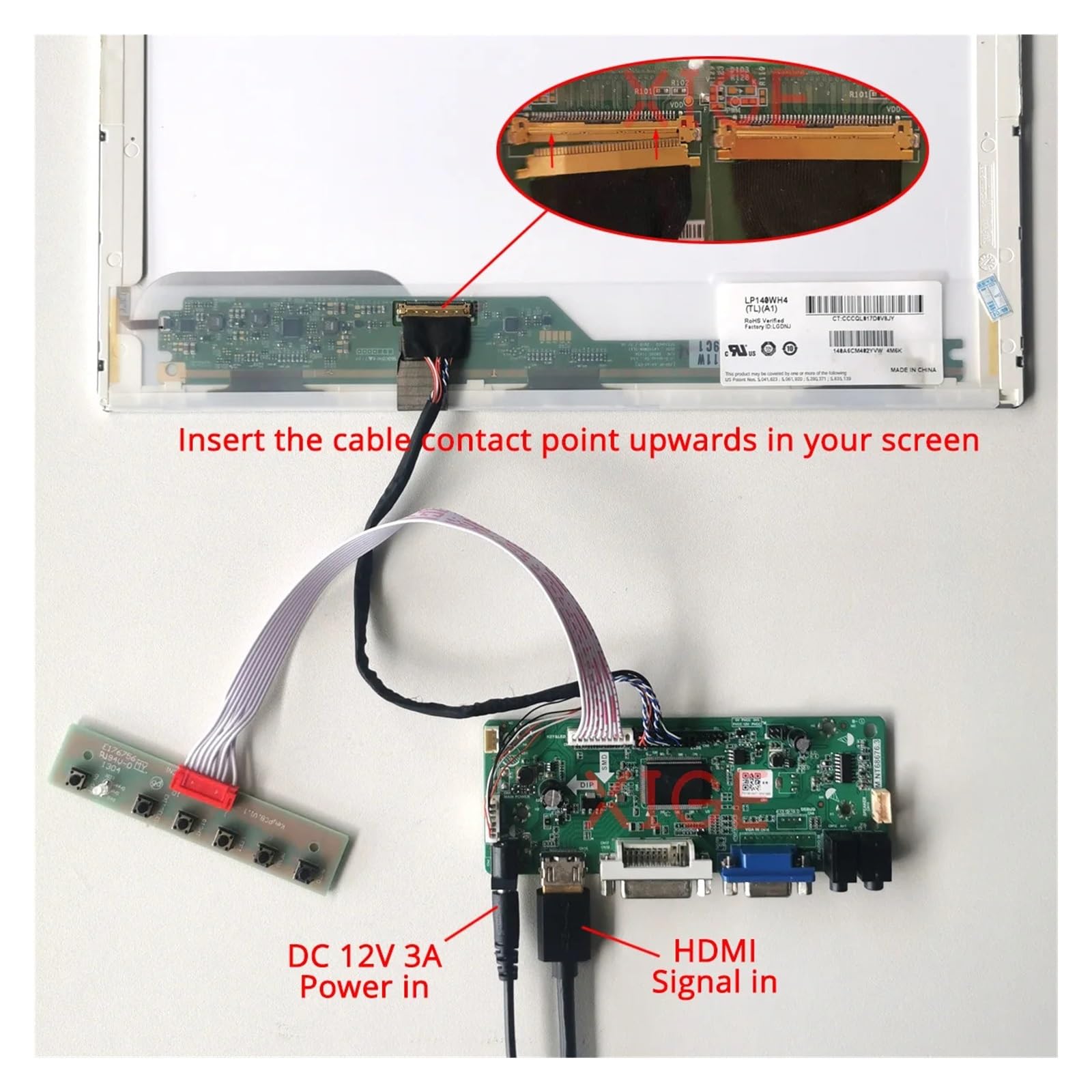 For B140RW02 N140FGE B140RW03 LTN140KT01 Scheda Controller Unità Kit FAI DA TE 1600x900 HDMI + DVI + VGA 1600 * 900 Schermo Del Computer Portatile 40 Spille LVDS Accessori(For N140FGE-LA2)
