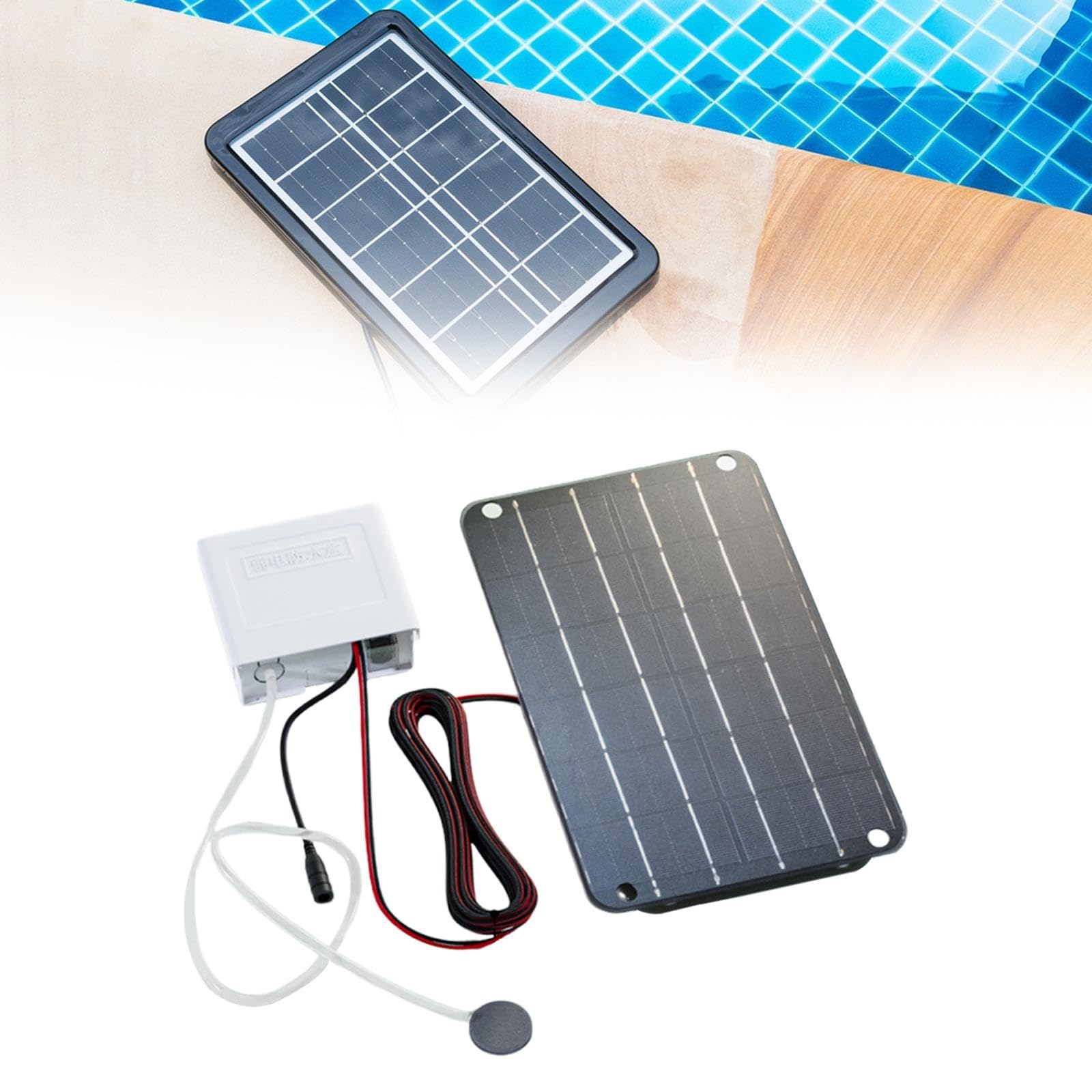 Solarbetriebene Teichpumpe, Aquarium-Luftpumpe, Oxygenator, tragbar, leise, 6 V, Solar-Luftpumpe für Außenaquarien