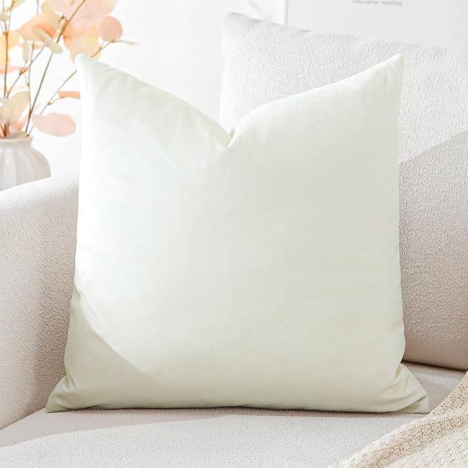 Artscope Samt Kissenbezug Kissenhülle Dekorative Dekokissen Sofakissen Lendenkissen Wurfkissenbezug Sofa Schlafzimmer 40x40cm Cremeweiß
