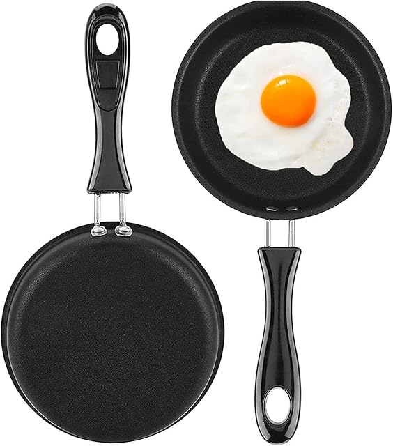 YEmirth Mini Pan for One Egg, 4.7" 12cm Mini Egg Frying Pan with Handle Heat Resistant Non Stick Pot, Portable Camping Cooking Omelet Pan for Gas Stove Induction Hob