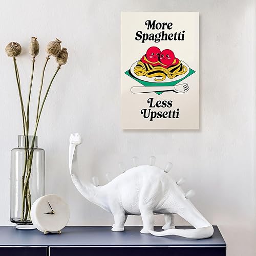 Miniatura 4 de More Spaghetti Less Upsetti - Impresión de pared con eslóganes negros retro, decoración de pared de cocina, impresión de pasta, lindo póster de