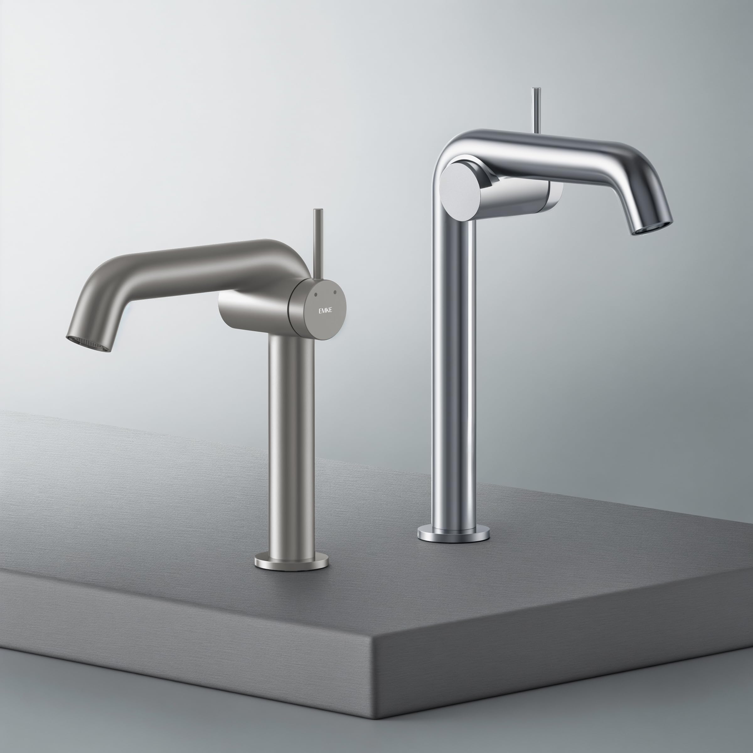 EMKE Grifo de Baño Antracita Mate, 222 x 200 x 76 mm | Latón, Cartucho de Cerámica, Grifo Monomando para Lavabo, Instalación Fácil