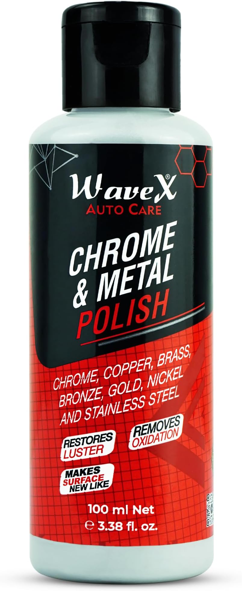 - Wavex Metal Polish 100g For Chrome, Copper, Brass, Bronze, Gold, Nickel and Stainless Steel. All Metal Cleaner, Rust Remover. Polisher and Protectant. Removes oxidation and discoloration.