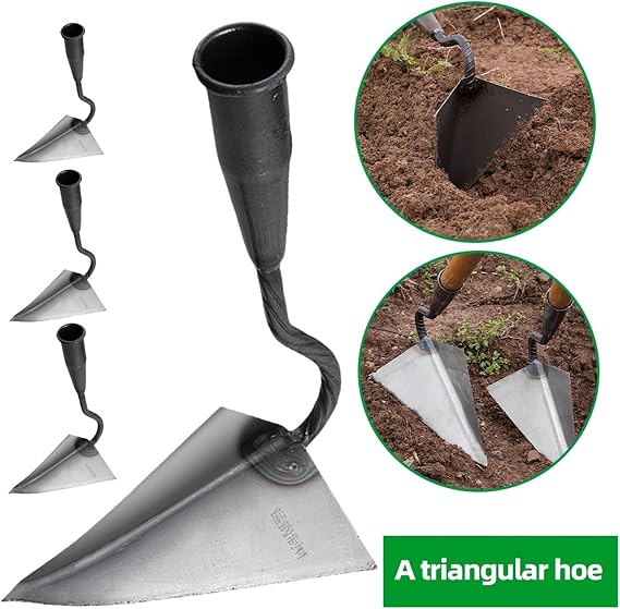 Plowing Hoe Triangle Agricultural Land Turning Loose Soil Hand Plow/Manual Plough Rake For Household Vegetable Planting Strong Power(290x170x105mm)