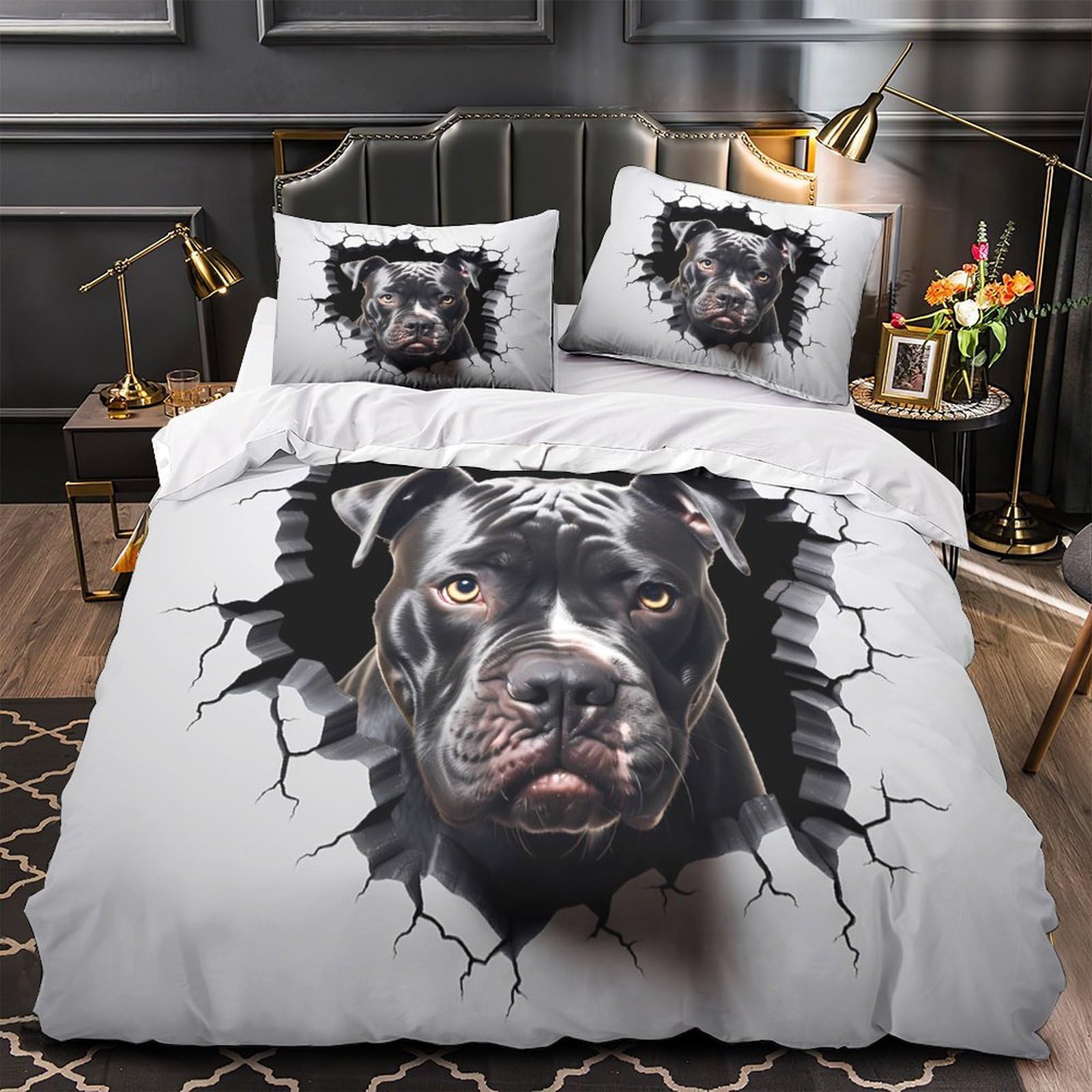 Housse de couette Pitbull 140x200 hypoallergique pour protéger la peau sensible des ados