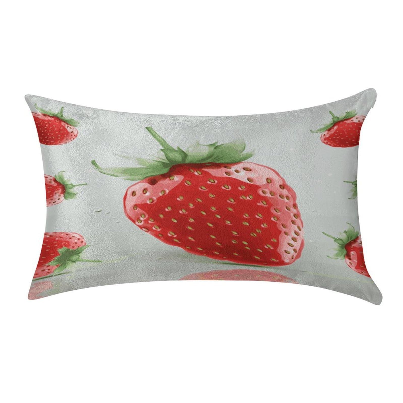 MUSM Lovely Strawberry Pillow Case 12"X20" Luxury Velvet Throw Pillow Cover Fade Resistant Cozy Soft Pillowcases Pillow Protector Pillow Shams Lumbar Pillow Shells for Home&Gifts