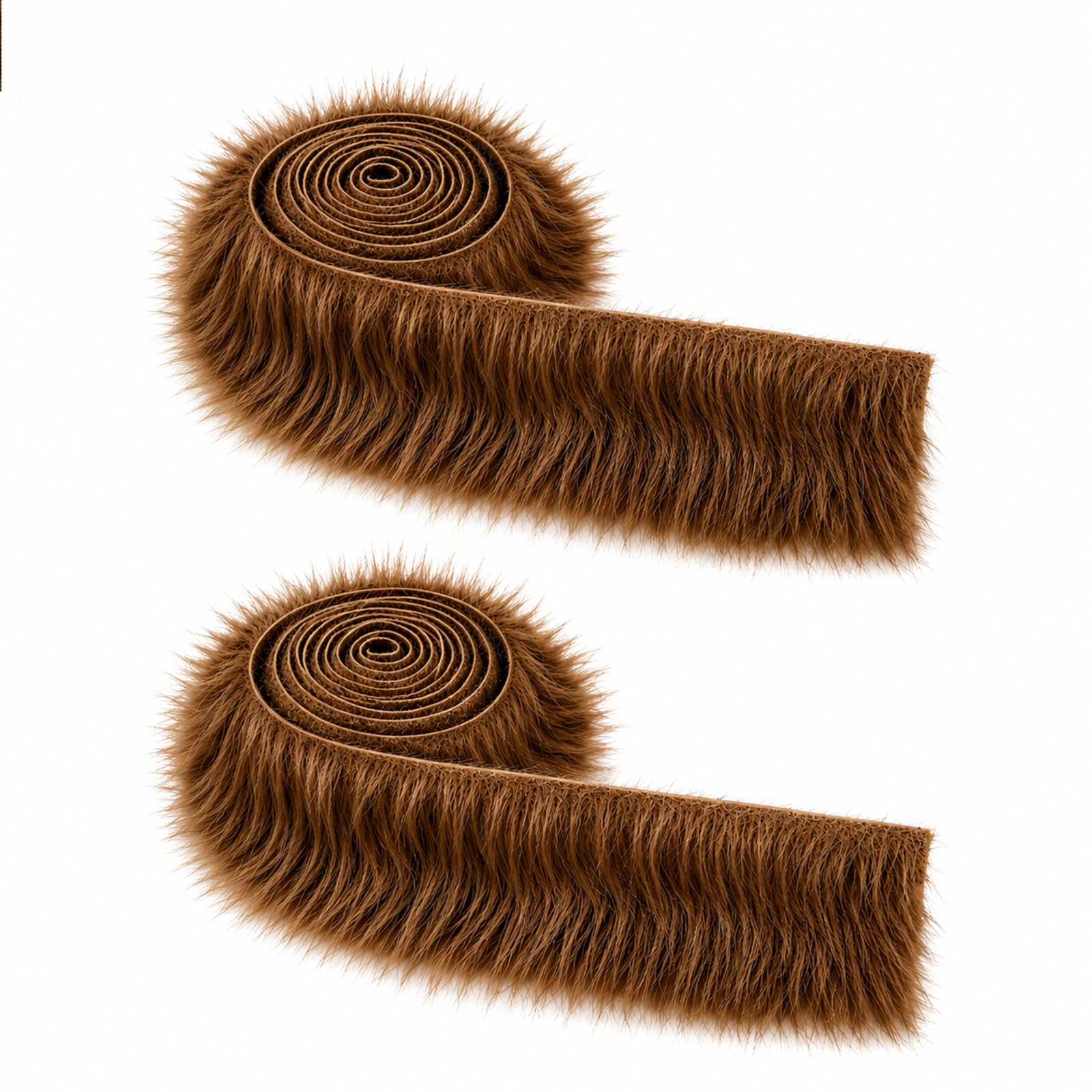 2 Pcs Faux Fur Fabric Shaggy Plush Trim 9x150cm