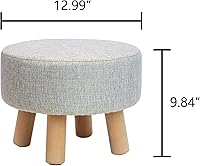 Vista 7 de H&B Luxuries Taburete otomano acolchado redondo de tela (4 patas-lino simple)