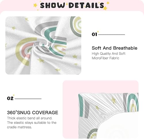 Miniatura 5 de Fitted Crib Sheet for Boys & Girls Cartoon Rainbow Soft Breathable Unisex Baby Sheets for Standard Crib and Toddler Mattresses 39 x 27 in