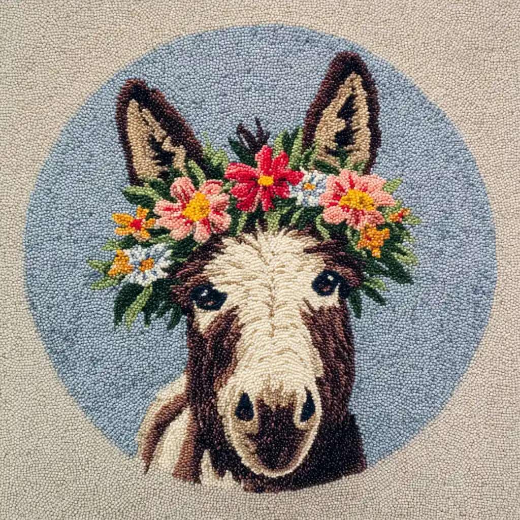 Kitquiver DIY Latch Hook Rug Kit for Aldult,Donkey 50X 50Cm