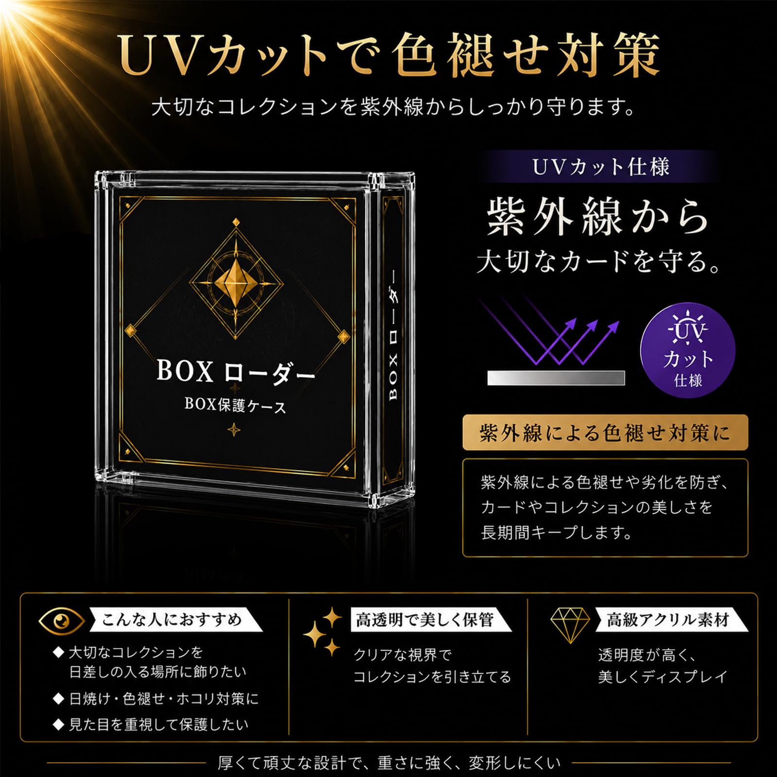 トレカボックス ローダー 保管 ケース 観賞用にホコリ紫外線を防ぐ Amazon.co.jp: 【2枚】BOX ローダー ボックスローダー アクリル製 UV