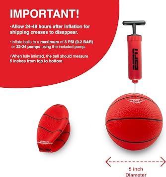 ESPN Over the Door Basketball Hoop for Kids, Ideal for Indoor Games