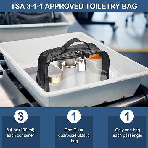 Miniatura 3 de ANRUI - Bolsa de aseo aprobada por la TSA con correa de asa, organizador de artículos de aseo personal y cosméticos, equipaje de mano para mujeres y