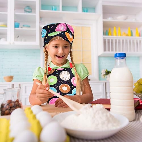 Miniatura 3 de Sylfairy Delantales para niños y niñas, delantal de unicornio arcoíris para niños, delantales de cocina para chef (negro y amarillo, pequeño, 3-5