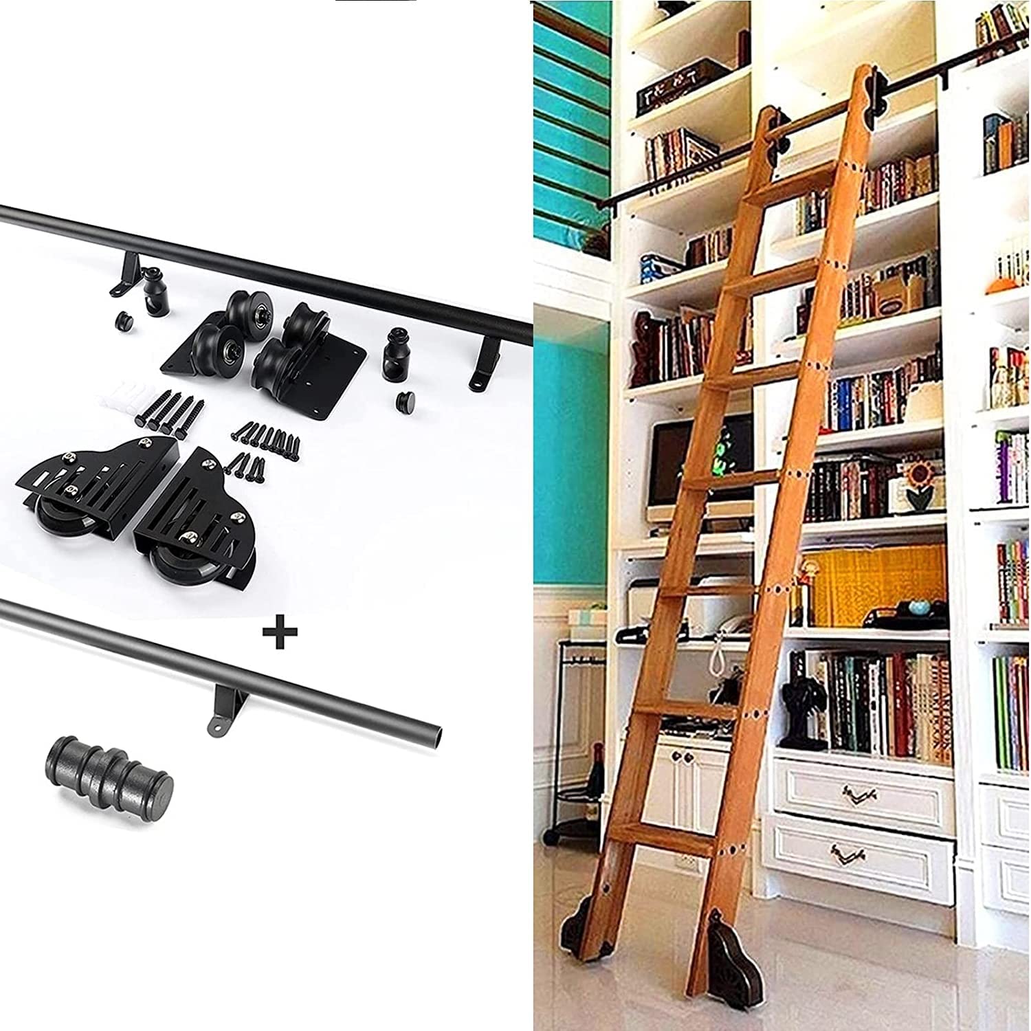 Porte de grange coulissante kit quincaillerie avec rail de guidage 300cm