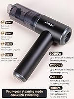 Vista 7 de aokway Aspiradora de Coche Portátil Inalámbrica 15000PA de Potente Succión, 7500mAh, 4-en-1, Mini Aspiradora de Alta Potencia para Coche, Hogar, PC