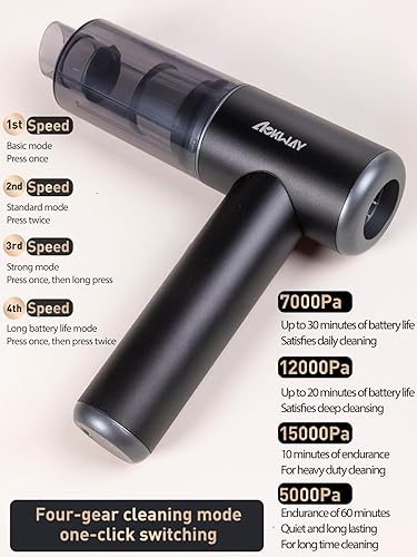 Miniatura 7 de aokway Aspiradora de Coche Portátil Inalámbrica 15000PA de Potente Succión, 7500mAh, 4-en-1, Mini Aspiradora de Alta Potencia para Coche, Hogar, PC,