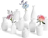 Vista 10 de Jarrones pequeños vintage para flores, juego de 10, jarrones mini de botones para flores, jarrones pequeños transparentes a granel para centros