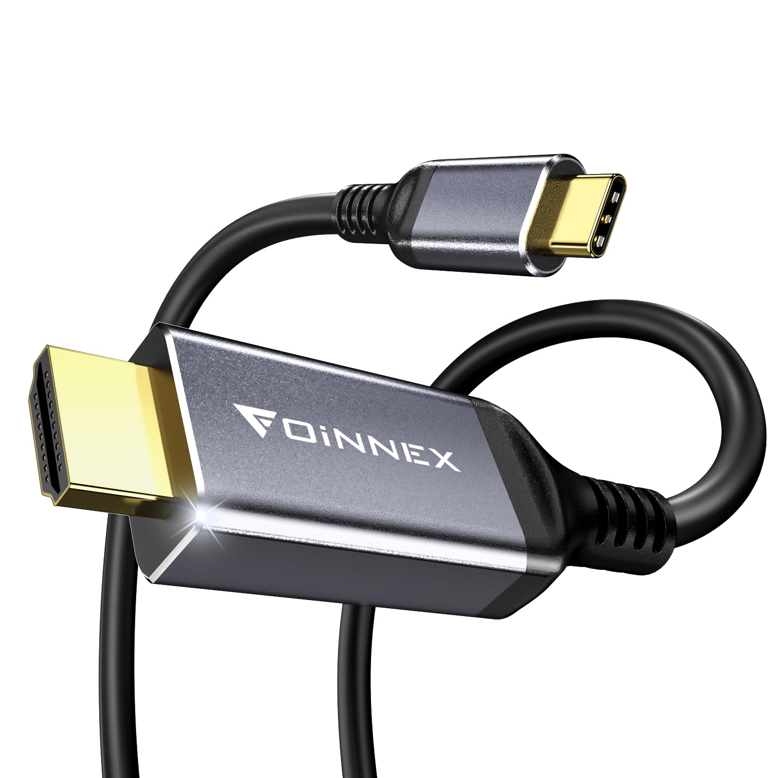 FOINNEX Type-C to HDMI Cable 10FT, USB 3.1 to HDMI Cord， 4K 60Hz USB C to HDMI 2.0 Support HDR, HDCP2.2 for MacBook Pro 2021, MacBook Air, iPad Pro