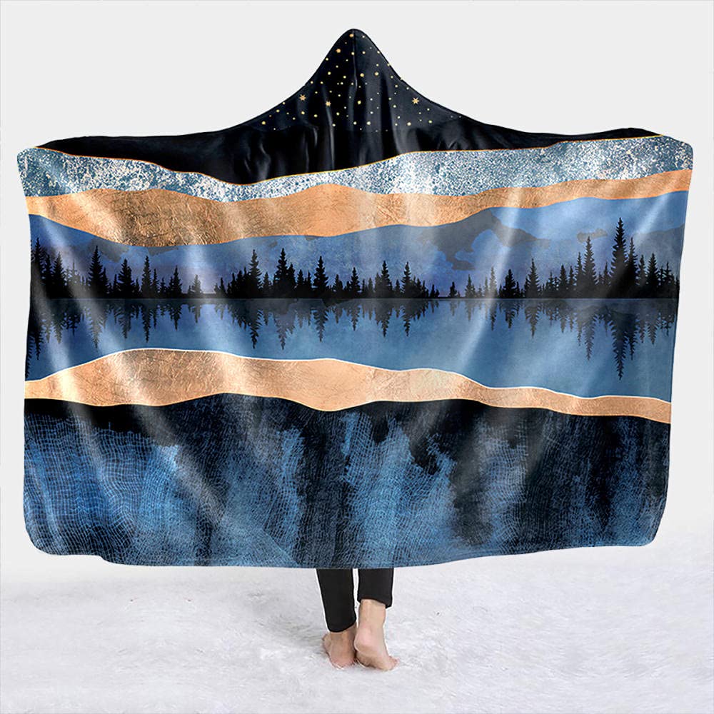 YUNHOME Plaid A Capuche Plaid À Manche Couverture Plaid Japonais Art Montagne Et Rivière Chaud Couverture À Capuche Chaud Cape De Manteau Magique-Lmt315-5_200X150