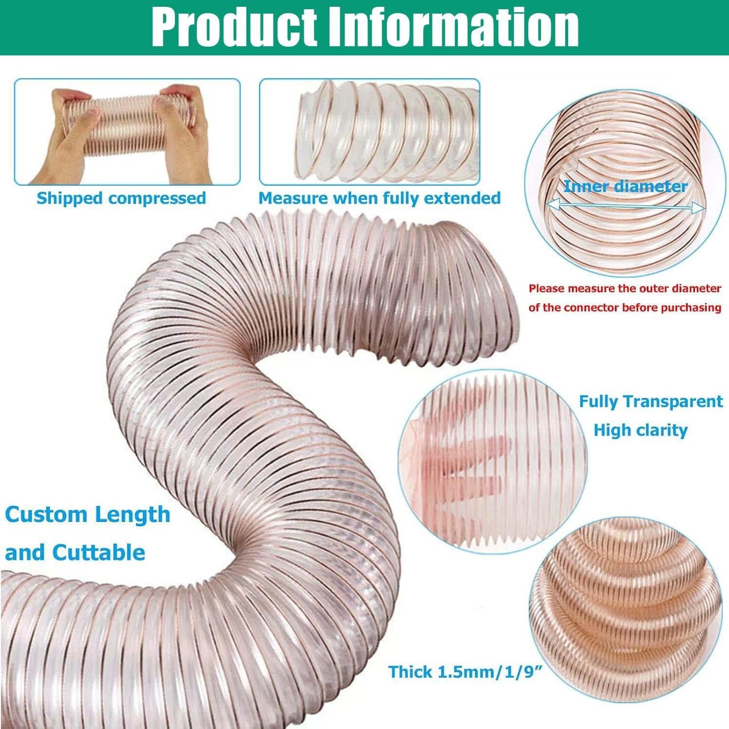Flexible Manguera Recolección Polvo, PU Tubos Aspiración Transparente