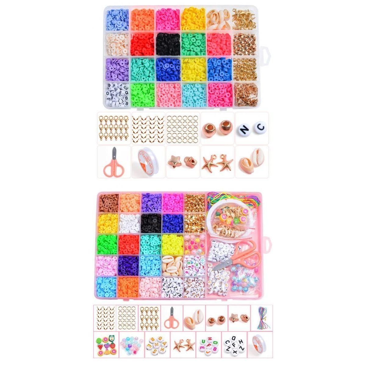 SNAPPSY 2 Pack Clay Heishi Beads Flat Round Disc Beads for Bracelet Jewelry Making-image-4